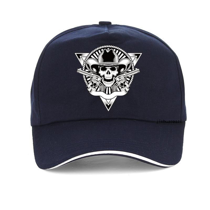 Double Gun Skull Men'S Baseball Cap Punk Style 3D Print Rock Skull Men Cowboy Hat Outdoor Casual Adjustable Snapback Hats Bone
