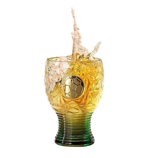Fotbalová trofej Pivní sklenice, Objem 400 ml Vysoký trofejní hrnek, Čirá skleněná nádoba na Ležák Craftové pivo, Dárek pro sportovního fanouška