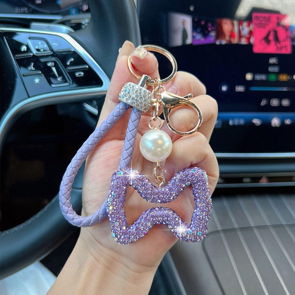 Fashionable Leather Rope Keychain Hollow Out Design Car Key Pendant Bow Key Chain  Key Organization