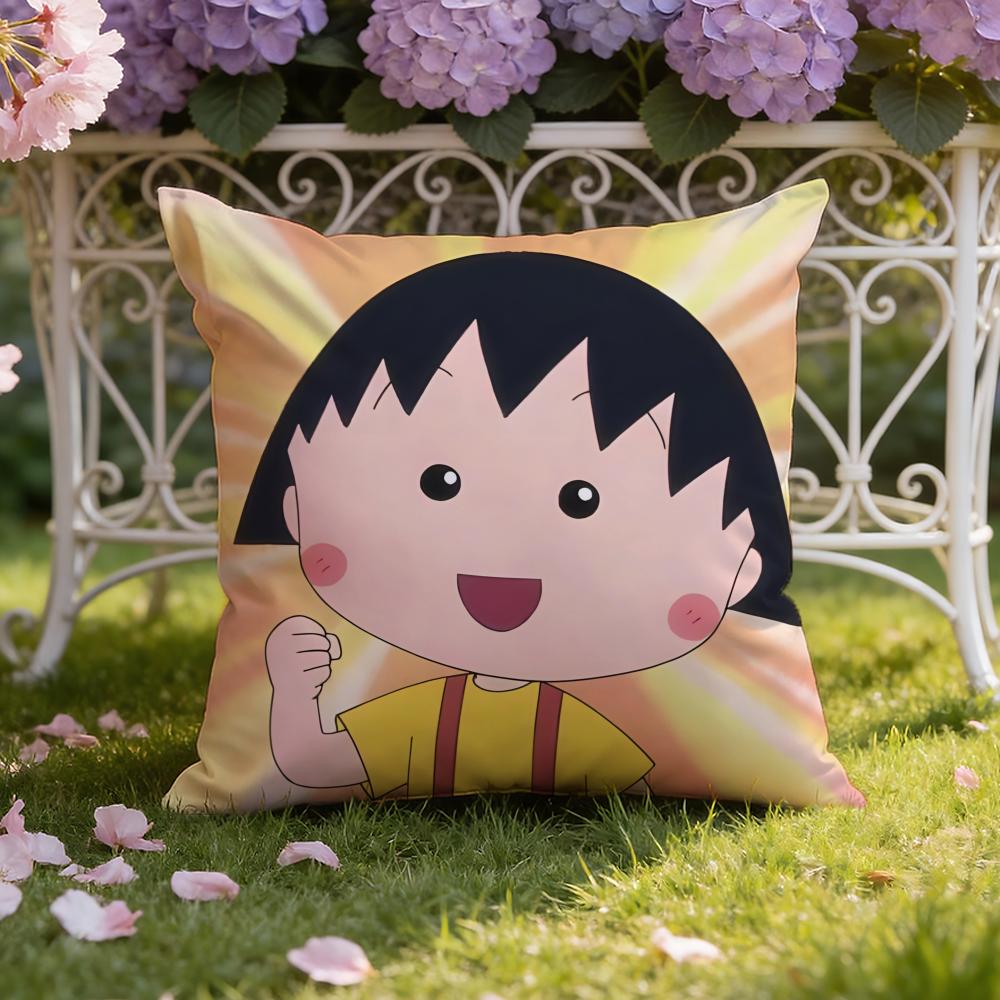 Cute anime C-Chibi M-Maruko Chan Cushion Cover Home & Car Dual-Scene Pillow Cover: Reversible for Premium Comfort