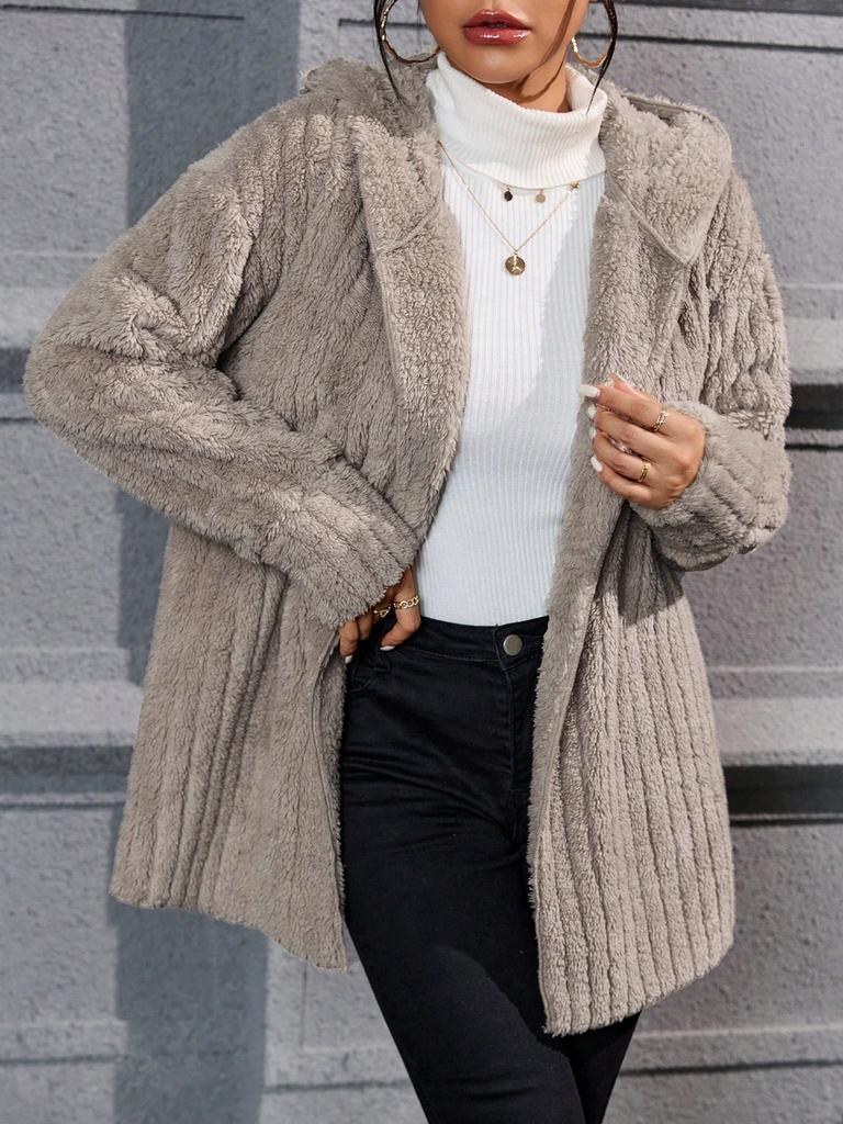 Fall And Winter New Warm Fashion Vertical Stripes Double-sided Polar Fleece Hooded Jacket