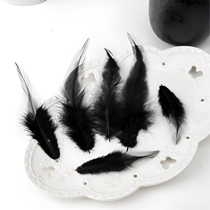 8-15Cm Black Feathers Decoration For Crafts Bulk Small Big Long Plumas Wedding Flower Tree Hats Dreamcatcher Goose Piume 50Pcs