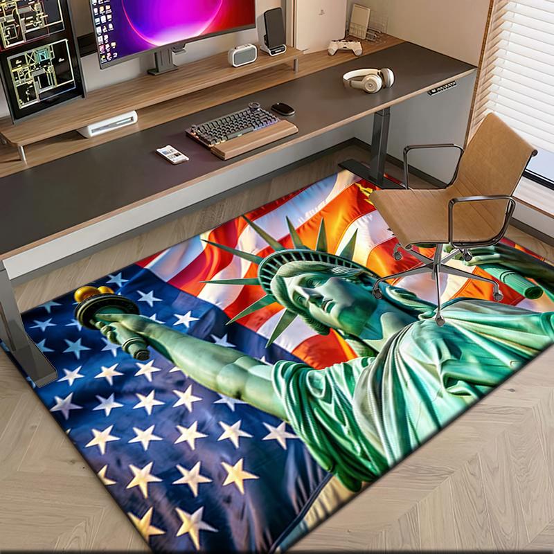 1pc Statue of Liberty, USA Carpet Rug for Living Room Bedroom Home Sofa Decoration,Kids Play Non-slip Floor Mat