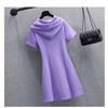 Women's Summer Hooded Dress Short Sleeve A-Line Casual Sports Dress