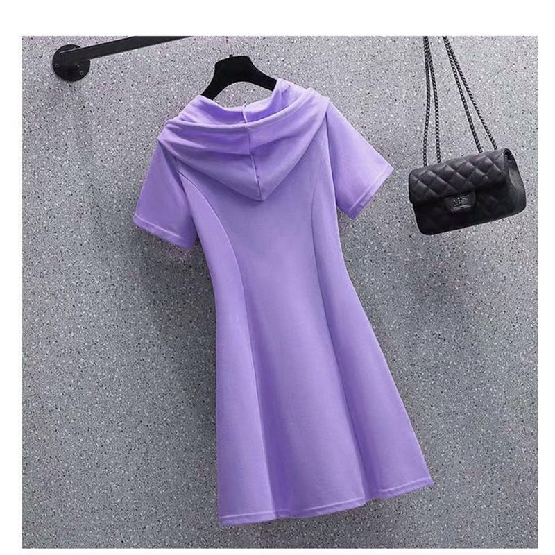Women's Summer Hooded Dress Short Sleeve A-Line Casual Sports Dress