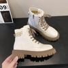 Winter Classic Solid Color Comfortable Motorcycles Boots Sports Women's Shoes High Cotton Flats
