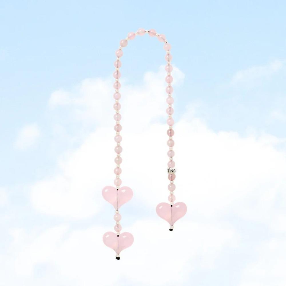 Yellow Duck Double Love Bag Pendant Y2K Charm Beads Keyring Big Size Heart Keychain  Woman Lady