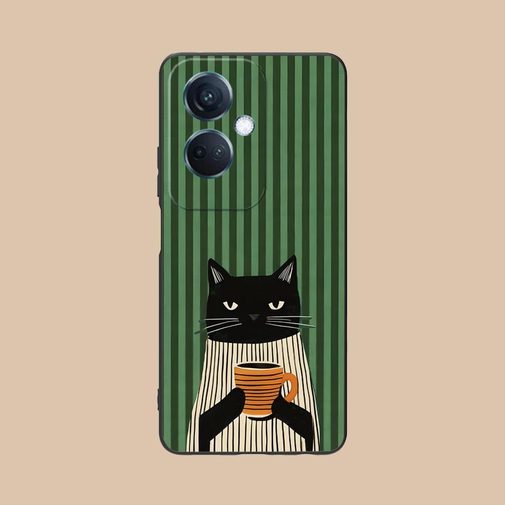 

Cute Coffee Cat Matte TPU Mobile Phone Case for OPPO Find X9 X8 X7 X6 X5 X3 X2 Plus s Pro Ultra Lite Colorful Printing Cover OPPO Find X2 Pro