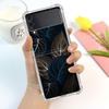 Leaves Luxury Luxury Case For Samsung Galaxy Z Flip 3 4 5g Funda Z Flip3 Clear Pc Hard Shockproof Back Phone Coque Shell