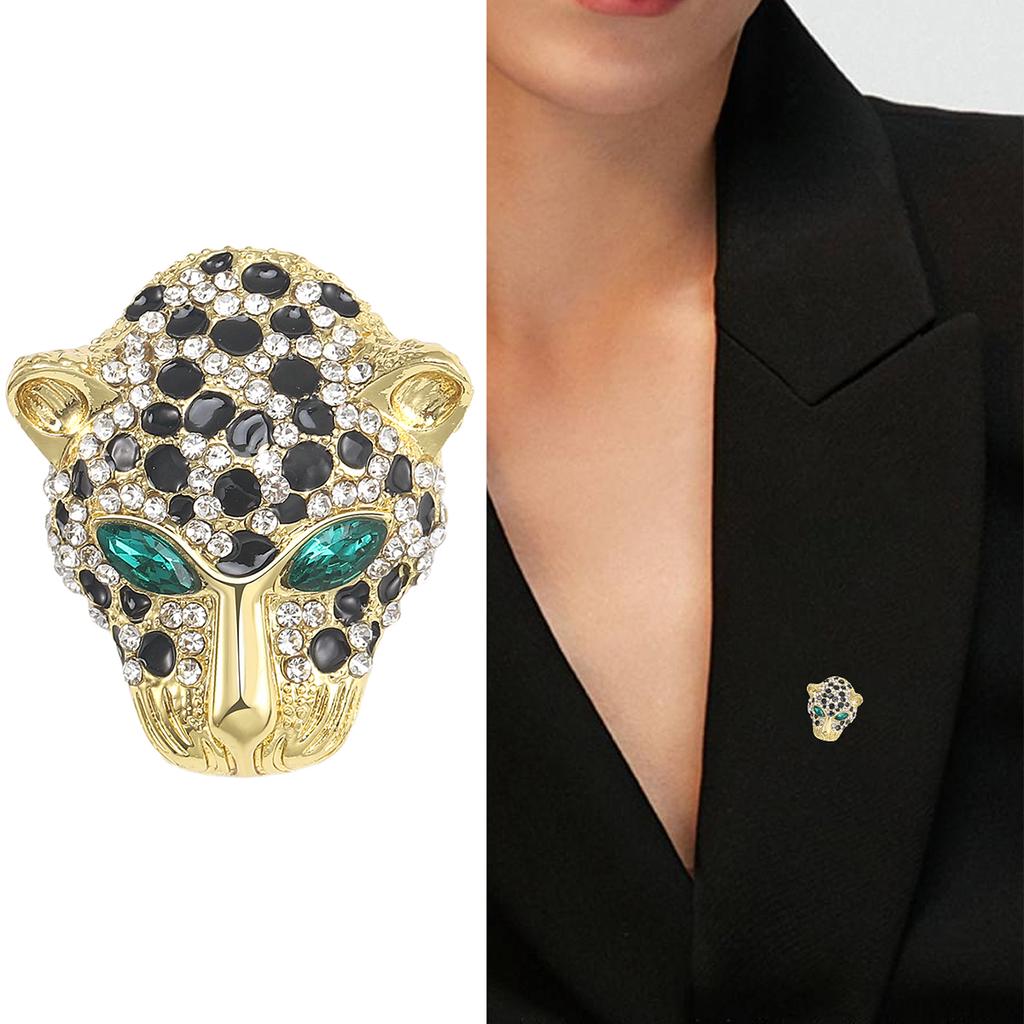 Rhinestone Tiger Head Brooches for Women Unisex Pearl Bear Pins Wolf Lapel Pins Banquet Party Backpack Gifts Jewelry Accessories