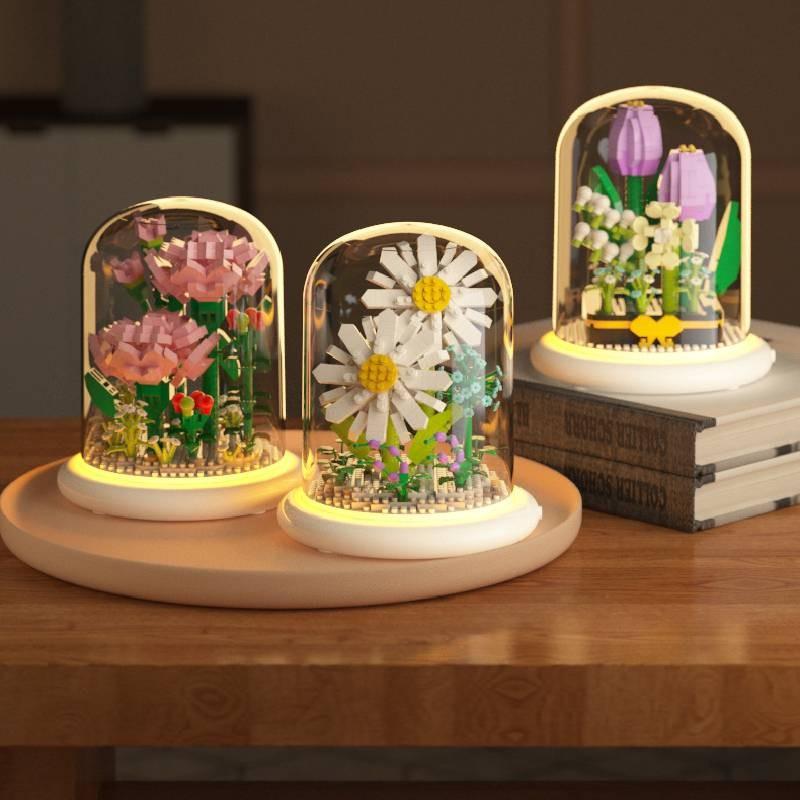 Puzzle Educational Building Blocks Flower Sunflower Jasmine Children Toys Model
