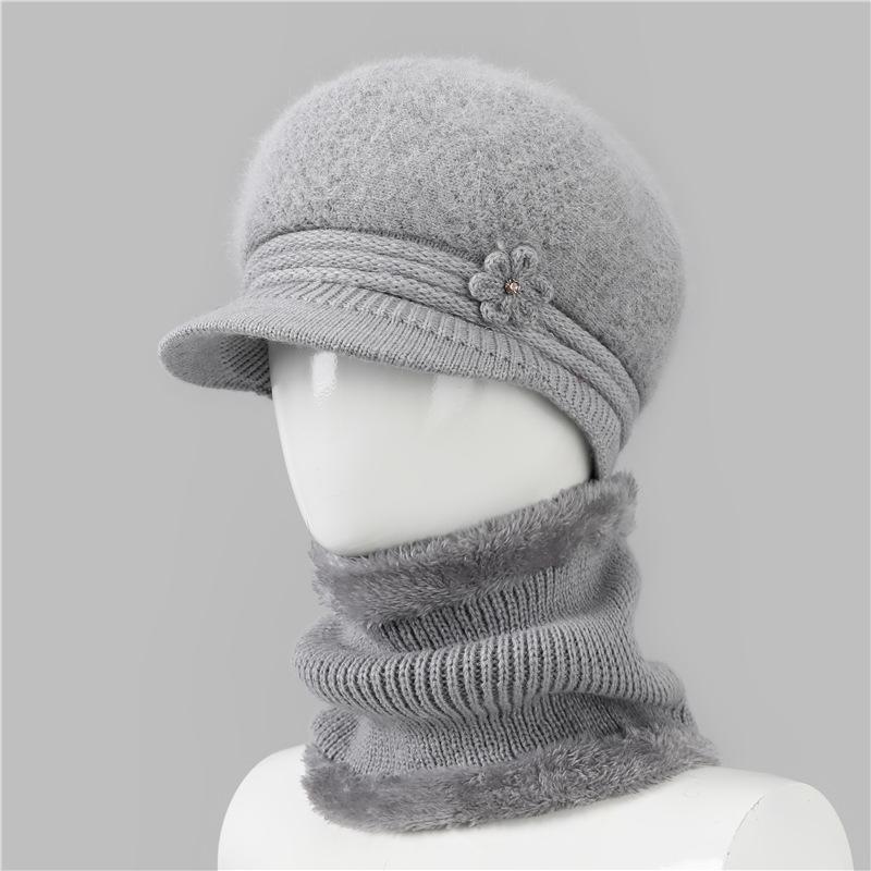 Wool Hat Women'S Season Velvet Warm Rabbit Hair Mother Hat Ear Protection Cold Foreign Gas Knitted Hat