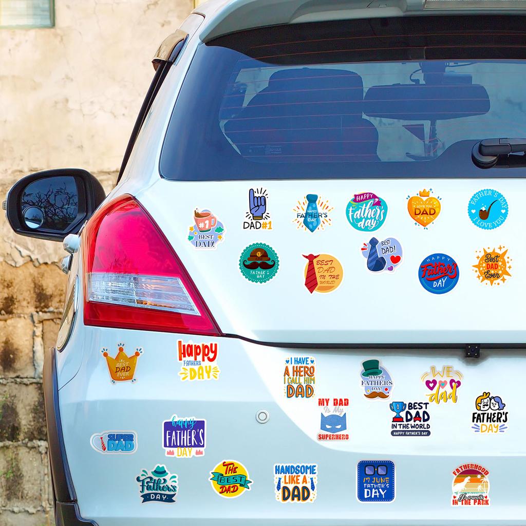 50 PCS Father's Day Text Stickers - 'Happy Father's Day' Decals for Gifts, Cards, DIY