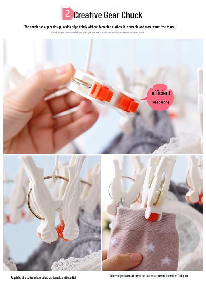 Multi-Functional Retractable Windproof Clothes Drying Rack with Seamless 3D Design and Storage Clips