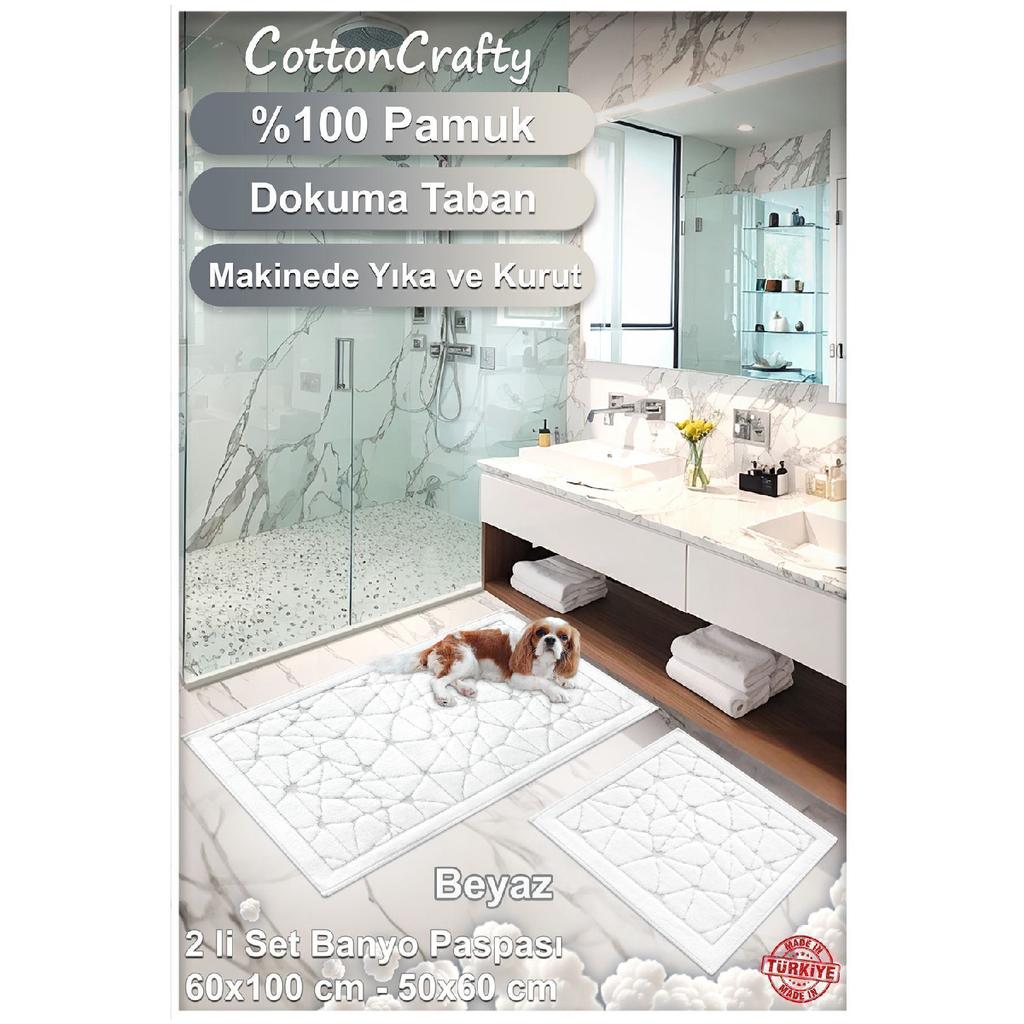 100% Cotton Woven Bath Mat Set, Bath Rug Glass Set Of 2 60x100 - 60x50