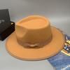 2023 Sombrero Fedora de Lana Sintética para Hombre Mujer Ala Ancha Accesorios de Lazo Pluma Otoño Invierno Caballero Sombrero Panamá Jazz
