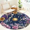 Sun Moon Round Area Rug Washable Non Slip Rug for Living Room Bedroom,Soft Low Pile Floral Carpet for Nursery Bedroom Dining Roo