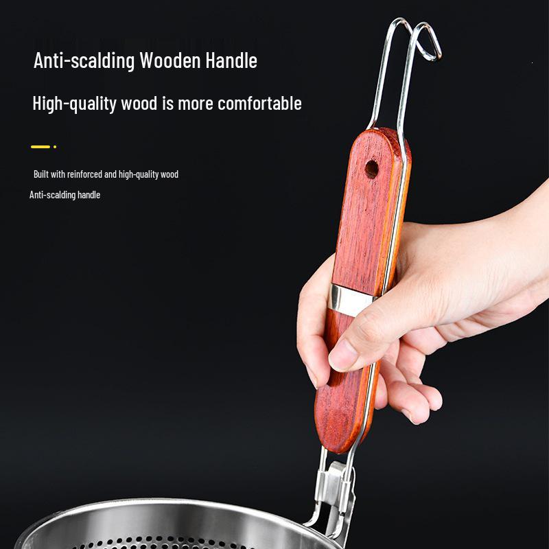 Stainless Steel Large Slotted Spoon for Mala Tang, Noodle Scooping, Boiling Soup, Straining & Hot Pot Vegetable Basket