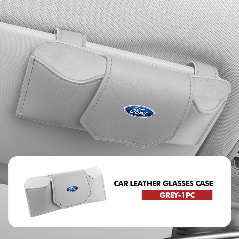Car Clip On Glasses Case Leather Anti Scratch Visor Holder For Ford Focus mk2 mk3 mk4 Fiesta Ranger Mondeo S-MAX Kuga