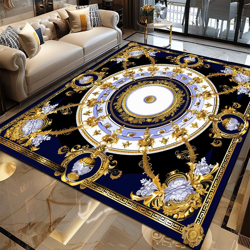 

Luxury European Decoration Home Carpet Luxurious Gold Large Rugs for Living Room Senior Villa Hall Coffee Tables Mat Washable 60*90cm