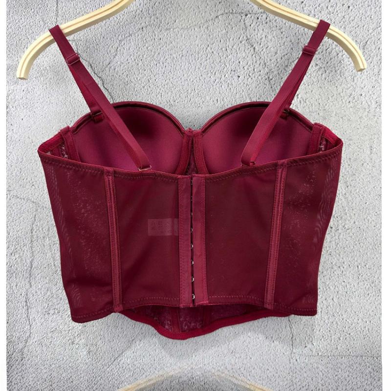 Pure Desire Style Fishbone Sequin Strapless Top Short Sexy Fitted Underwire Women's Waist-cinching Spring/summer Camis & Tank Tops