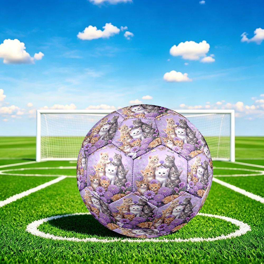 1pc Kittens Butterflies Theme Soccer Ball Football, Size 5, Lightweight PVC, Outdoor Training Soccer Ball,Gift c6566