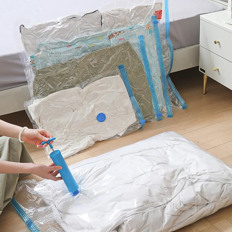 5Pcs Vacuum Storage Bags With Valve Folding Compressed Space Saving Clothes Storage Big Size For Towel Cloth Blanket