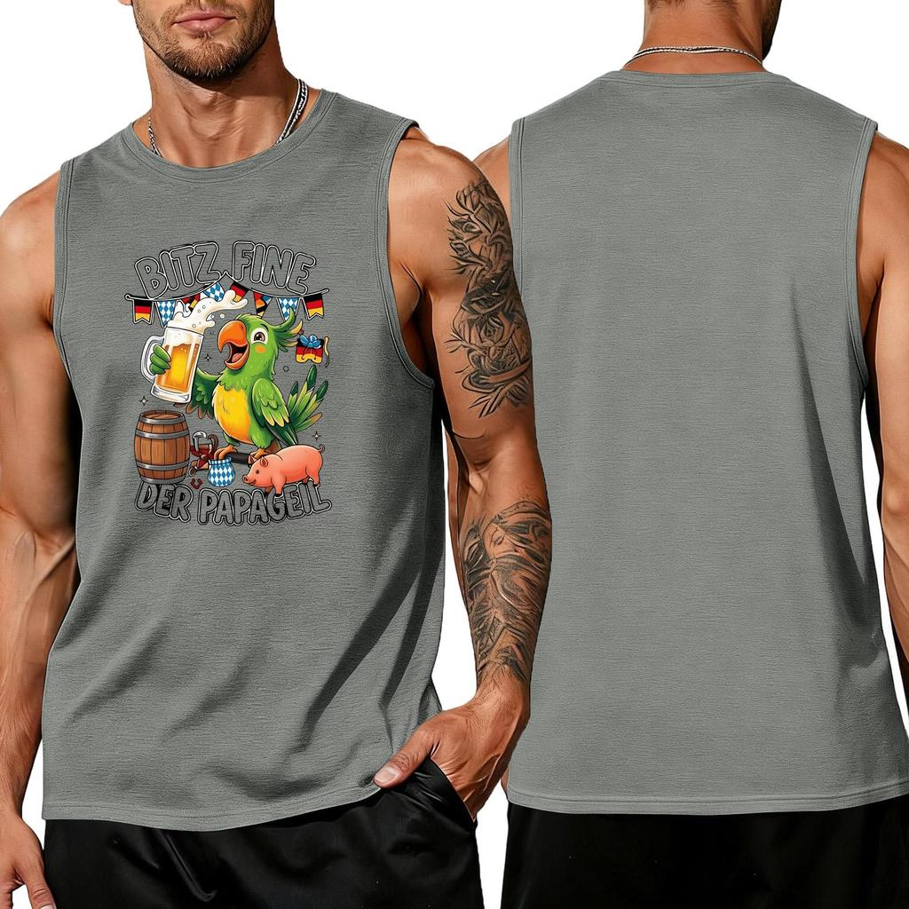 Men's Sleeveless Tank Top Tropical Style Summer Casual Loose Fit Lightweight Daily Wear Beach Shirt for Outdoor Activities