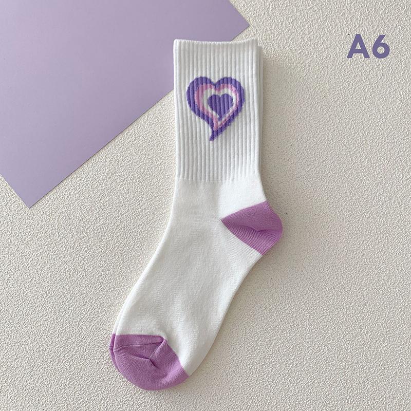 1Pair Purple Lovely Socks Children'S Women'S Warm Cotton Socks Medium Tube Autumn