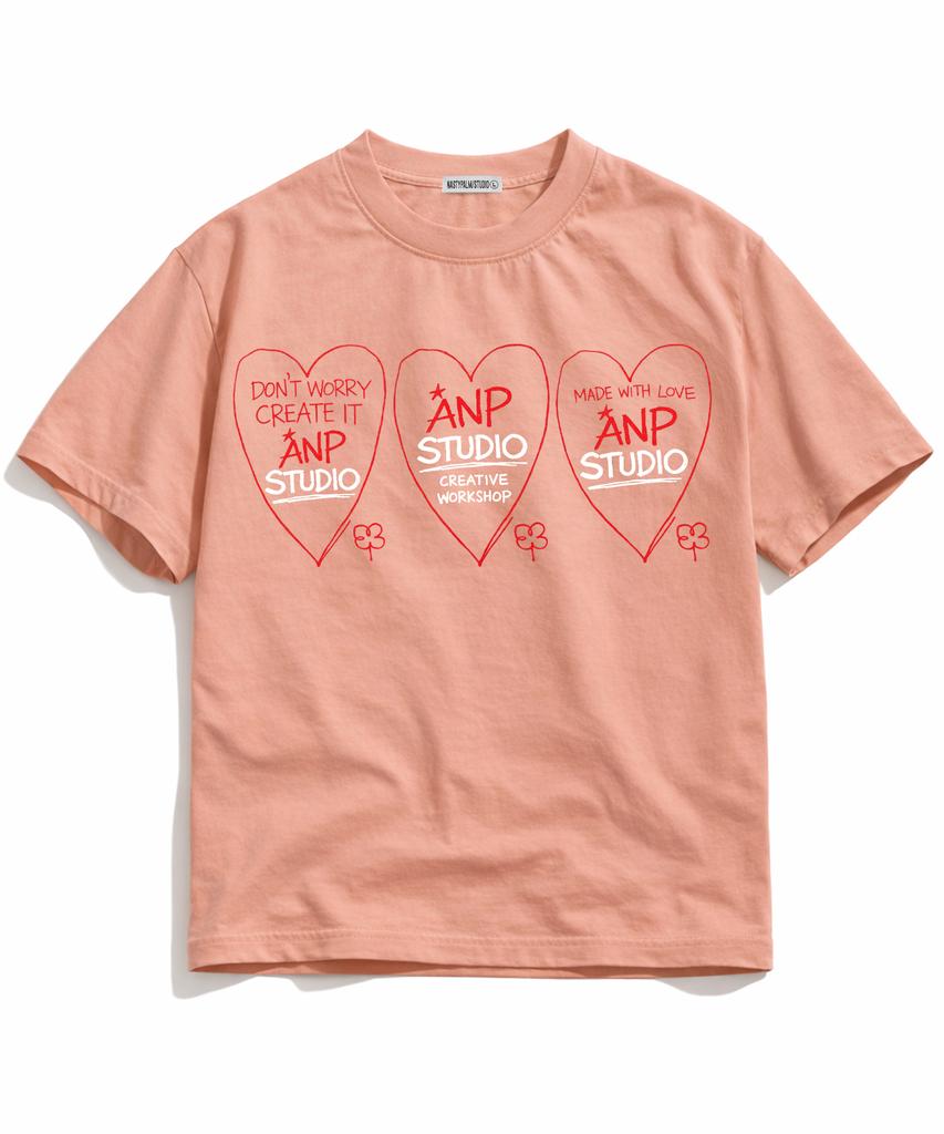 NP STUDIO Made With Love Oversized Short Sleeve T-Shirt [ Dust Pink ]