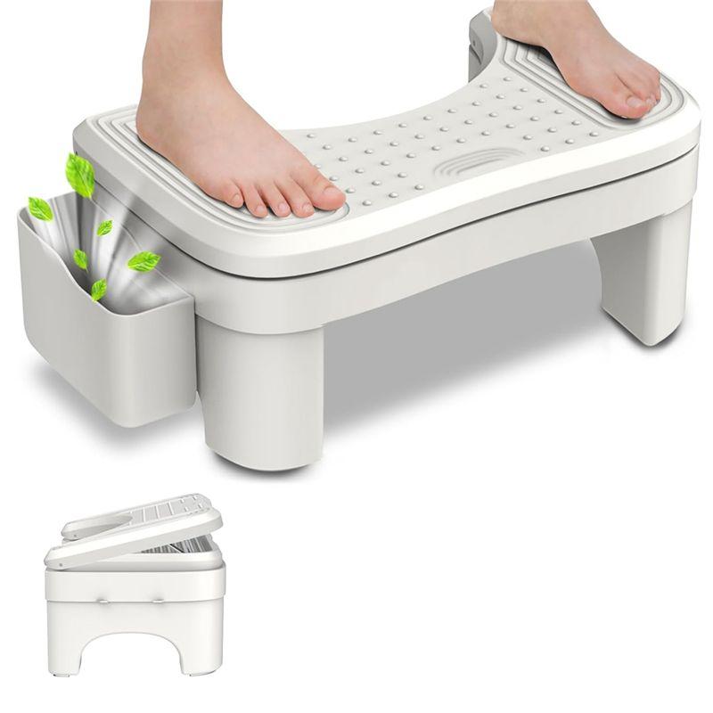 Good-Toilet Stool Squat Adult, Height Adjustable Poop Stool For Bathroom With Storage Box, Portable Non-Slip Potty Step Stool
