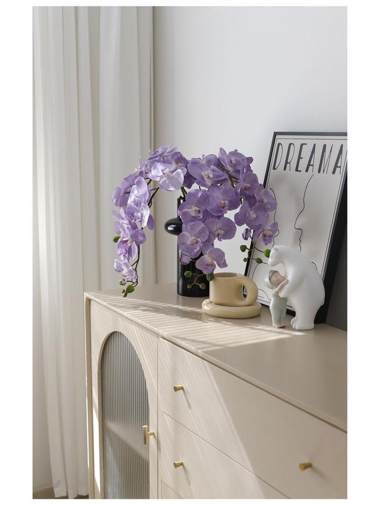 French Retro 9-Head Phalaenopsis Light Luxury Artificial Flower for Living Room, Dining Table, Weddings, and New Year Decoration