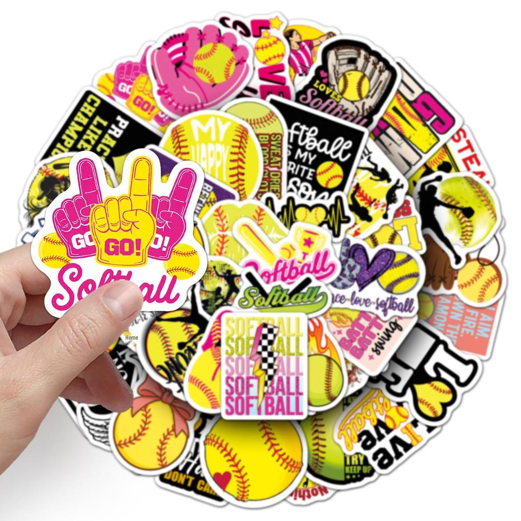 50PCS Waterproof Softball Sports Stickers for Luggage & Helmets