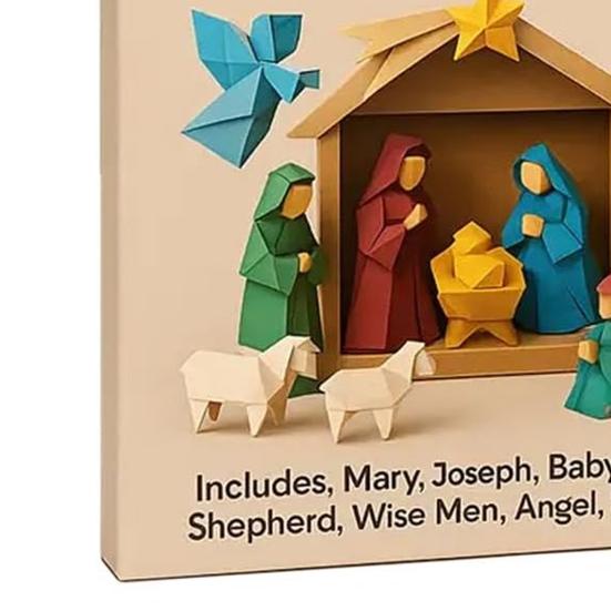 DIY Paper Nativity Scene Craft Kit 3D Christmas Origami Set with Jesus Angels Animals Easy Fold Creative Educational Holiday Decoration