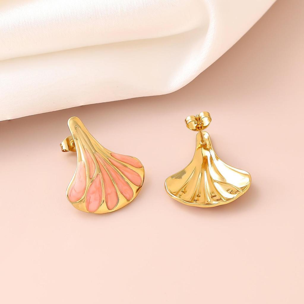 French Enamel Drip Oil Earrings: Stainless Steel, Irregular, Titanium Women's Luxury