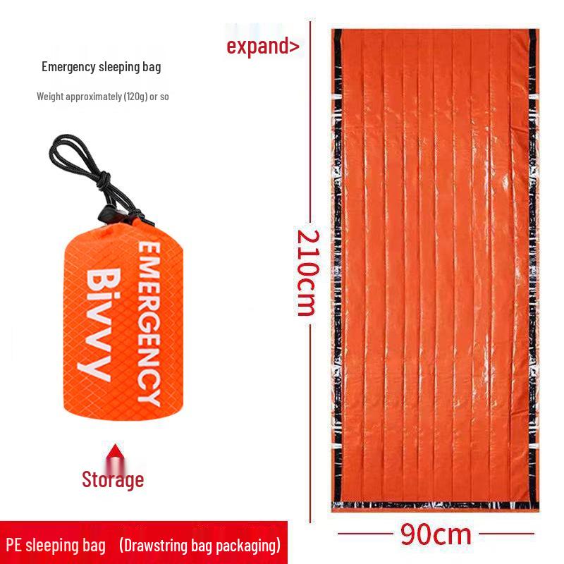 Portable Emergency Sleeping Bag: PE Aluminum, Insulating First Aid Blanket for Outdoor Survival and Camping