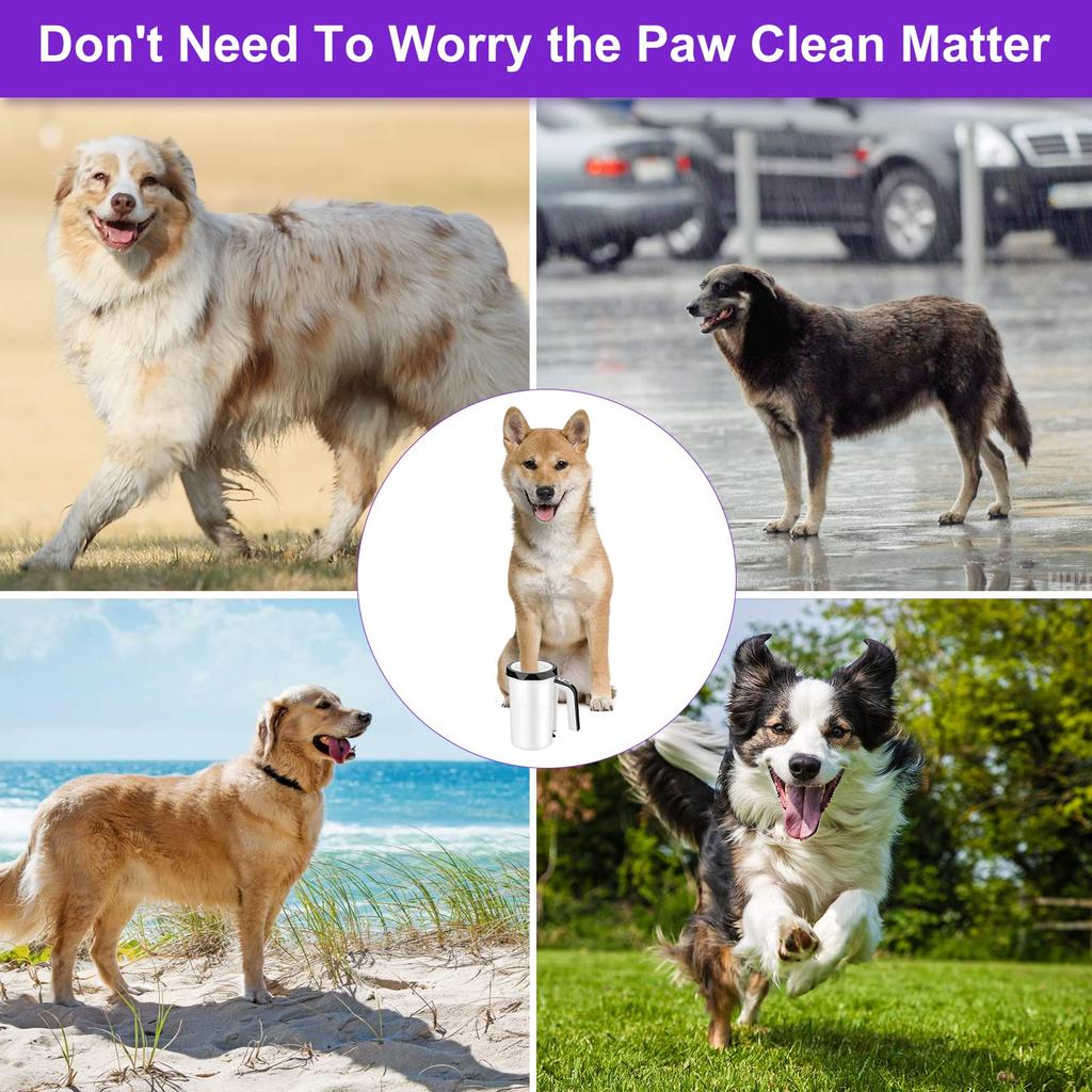 PWEZON Automatic Dog Paw USB Charging Dog Paw Washer Cup with Soft Silicone High for Large Dogs and Cats Cleaner, Brush, 2-in-1 7.4V Power,