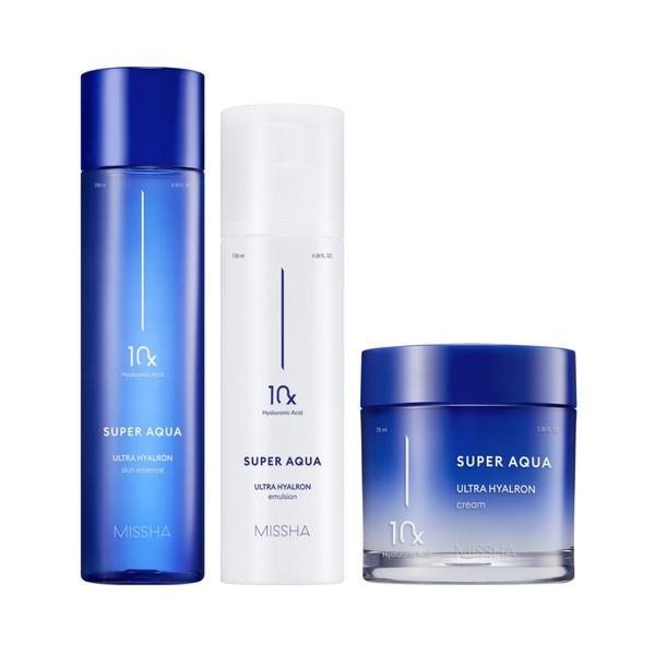

MISSHA НОВЫЙ Super Aqua Ultra Hyalon Эссенция для кожи 200 мл + Эмульсия 130 мл + Крем 70 мл Набор, 1 Набор