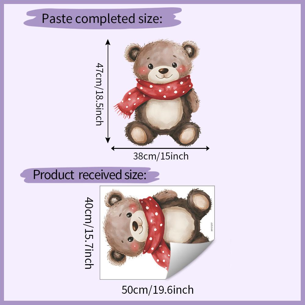 

Cute Shy Bear Wall Sticker Self-Adhesive Removable for Bedroom Living Room Hallway Closet Dorm Home Decor Art 40x50cm разноцветный