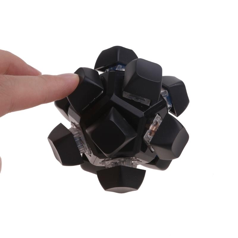 12 Sided RubiksCubes Mechanical Keyboard Switches Keychain Light Up Switches Tester Kit Decompression Relaxation Toys