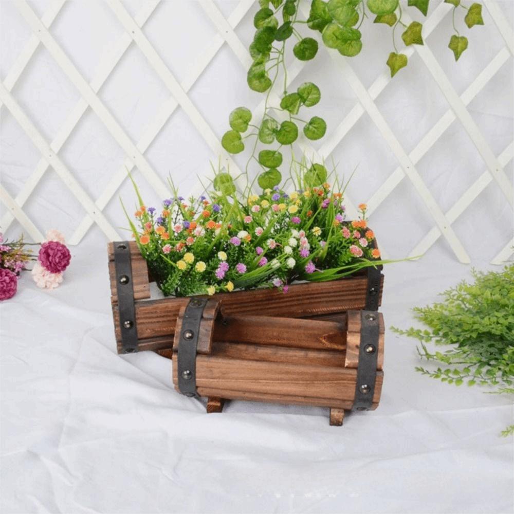 Rustic Wood Flower Pots Durable Flower Boxes Succulent Planter Flower Containers Balcony Planting