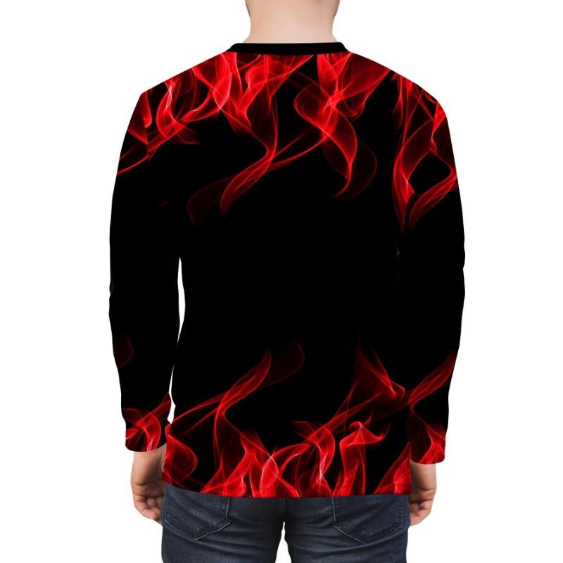 Spring and Autumn Round Neck Flame Pattern 3D Printed Top Fashionable Casual Long Sleeved Men's T-shirts