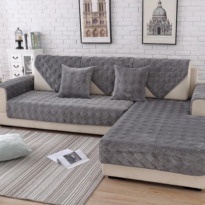 

Зимняя плюшевая утолщенная подушка для дивана, универсальная однотонная нескользящая подушка для дивана и стула из цельного дерева 90*160