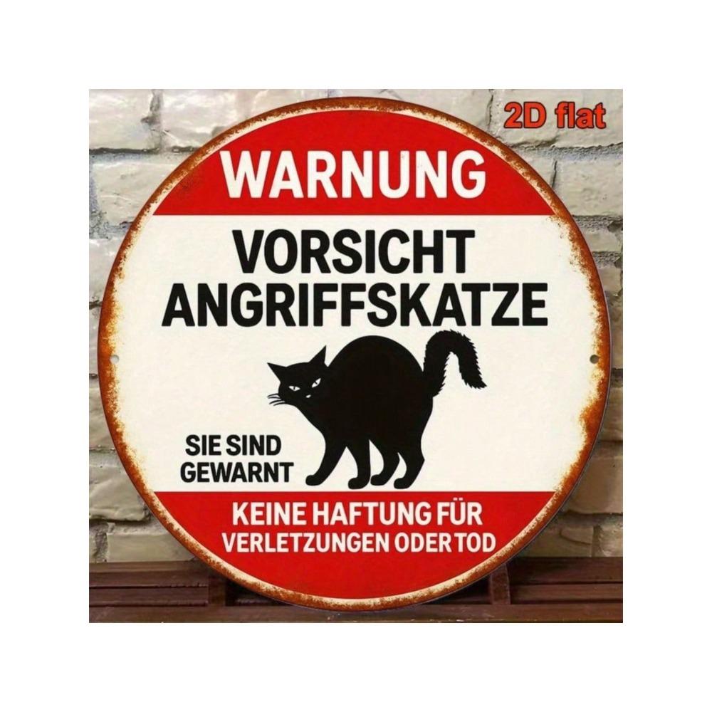 Retro Metal Wall Art Sign Cat Warning Decor