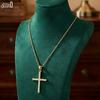 EFFIE QUEEN 925 Pure Silver 14k Gold Zirconia Cross Pendant Necklace Religious Jewelry Neck Chain for Women, Men Casual SN219