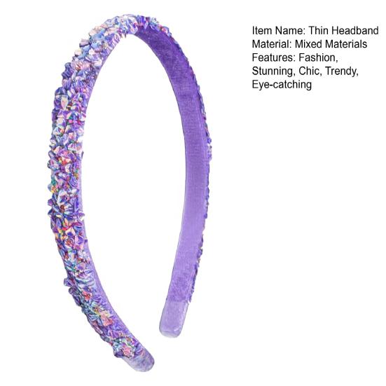 Thin Headbands for Girls Sparkly Sequin Hairbands Non-slip Cute Glitter Hair Accessories for Children Toddlers