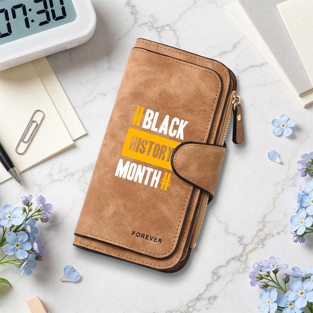 Stylish Black History Month Printed Long Wallet Portable Card Holder Cash Purse for Daily Use