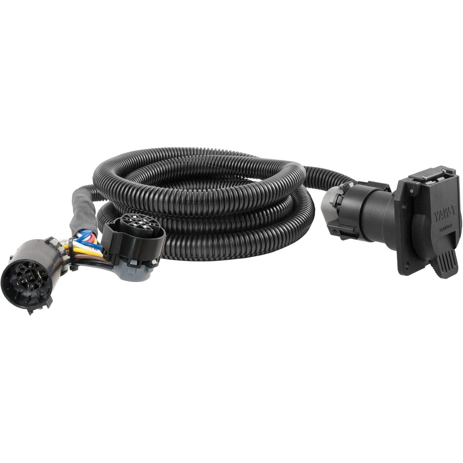 

56070 7-Pin Trailer Wiring Harness Extension, 5Th Wheel 7 Pin Connector, 7-Foot Vehicle-Side Truck Bed, Compatible with Ch-evrolet, Dod-ge, Fo-rd,