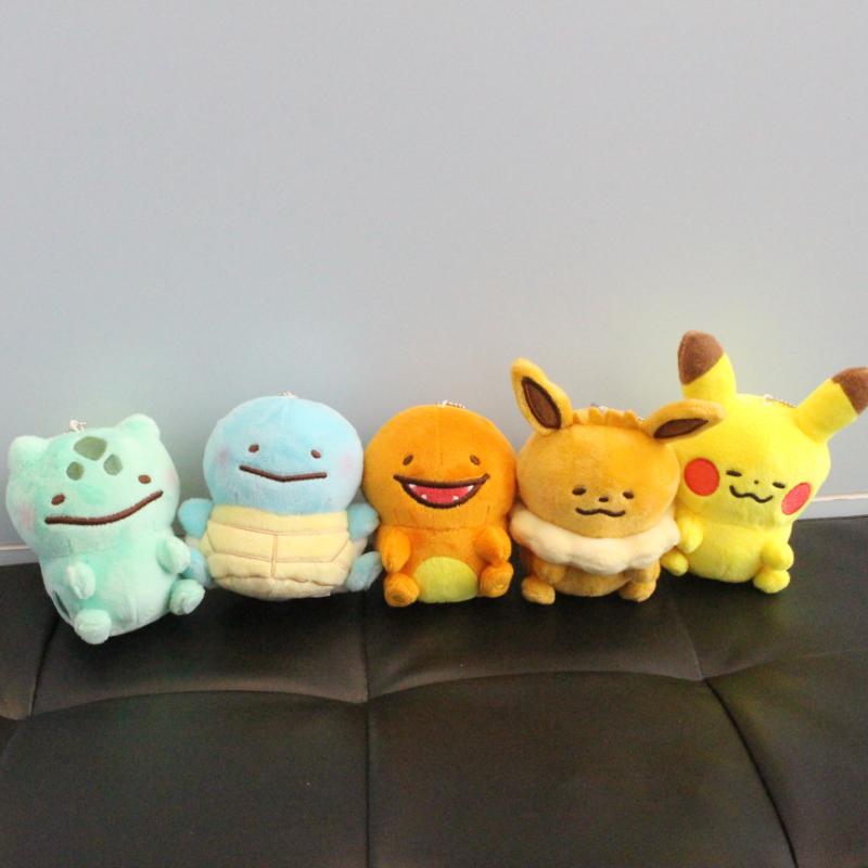 10cm Pokemon Plush Toy Anime Figure Pikachu Bulbasaur Squirtle Eevee Stuffed Doll Pendant Toy Xmas Gift