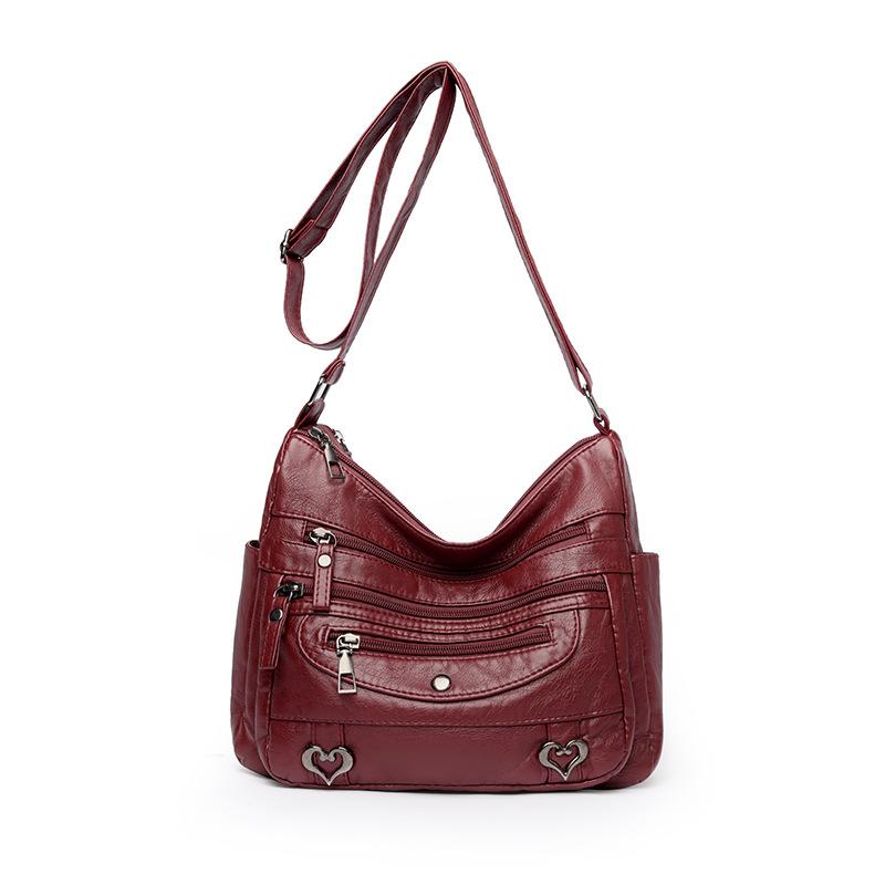 

ПУ Многокарманная Сумка через плечо для женщин среднего возраста Сумка-мессенджер Сумка для мамы красный